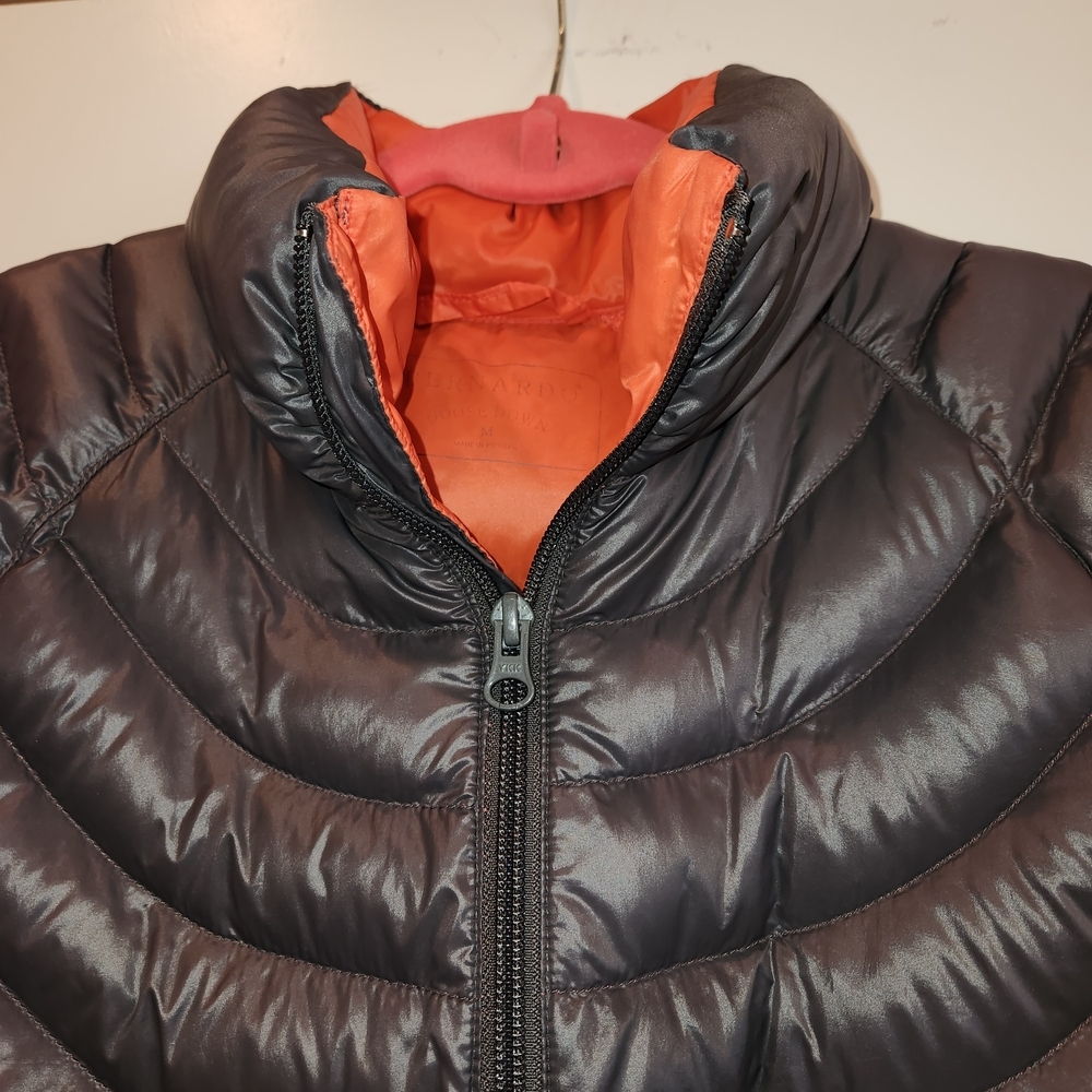 Bernardo Goose Down Puffer Vest Size M Charcoal Grey Orange Inner Lightweight - Picture 4 of 11